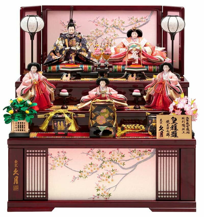 雛人形 コンパクト 久月 ひな人形 収納飾り 三段飾り 五人飾り 皇雅雛