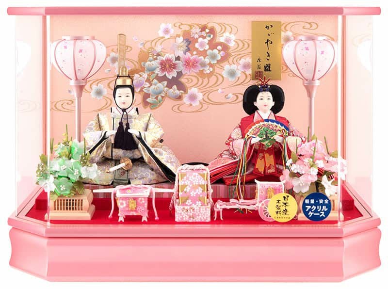 雛人形 ひな人形 ケース飾り 親王飾り 藤翁作 さやか 三五親王 金襴