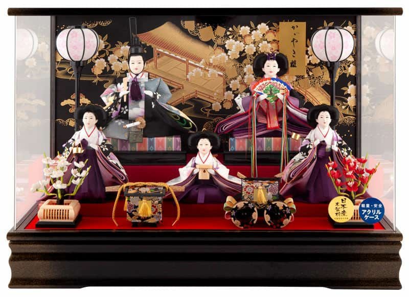 黒色木製筝 花柄装飾 ケース付き K-47K 花山レザーキーケース | DEGNER