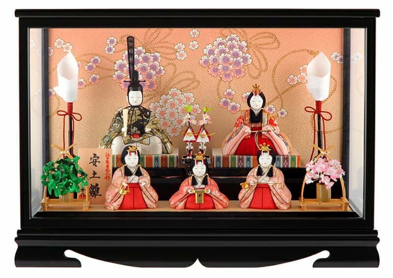 木村一秀作　大和雛　　木目込人形　 雛人形 木村一秀作 国産杉・円窓飾り 大和雛十人飾り 総木製道具6品