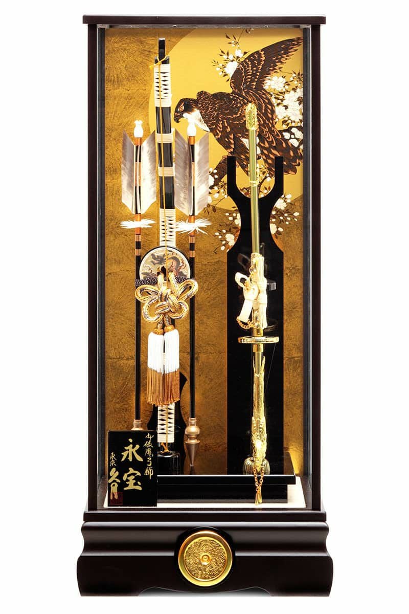 東京久月　破魔弓　ガラスケース・間口約１９×奥行約１７×高さ約１９㎝ 破魔弓・破魔矢（初正月） | 人形屋ホンポ本店