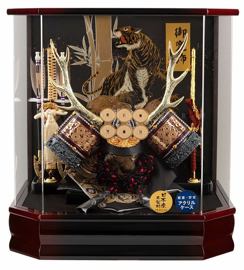 美品　五月人形　真田幸村 五月人形 真田幸村 コンパクト 兜ケース飾り 兜飾り 藤翁作 六角真田