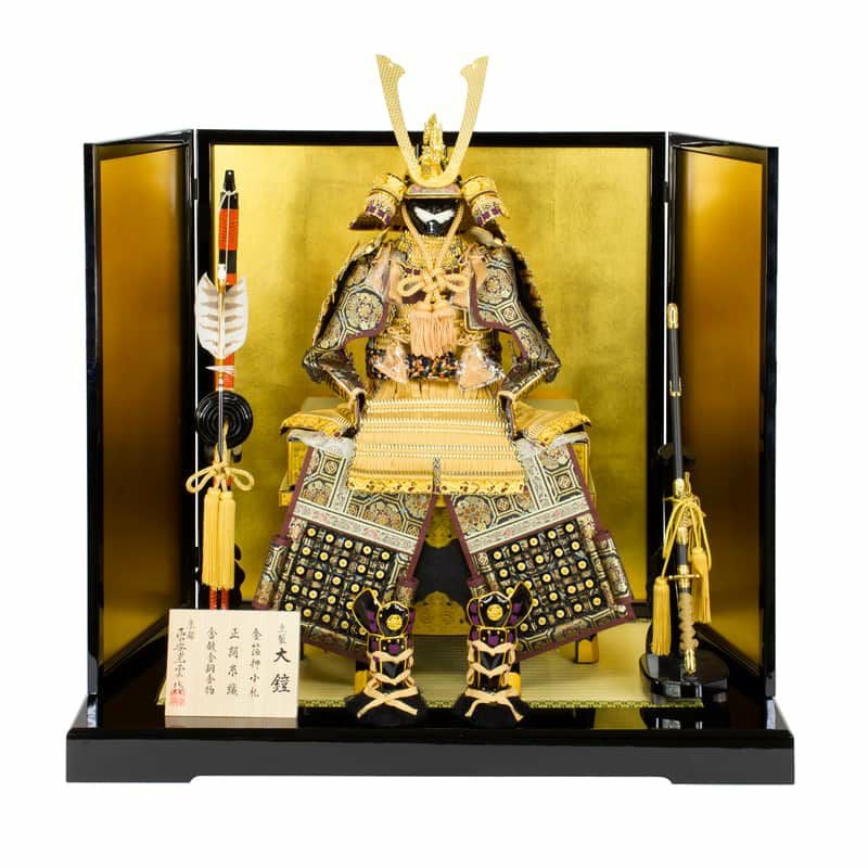 【Crane'12】大鎧 五月人形 木製 金箔装飾 五月人形 鎧平飾り 鎧飾り 平安光雲作 京製 大鎧 金箔押小札 正絹 山吹