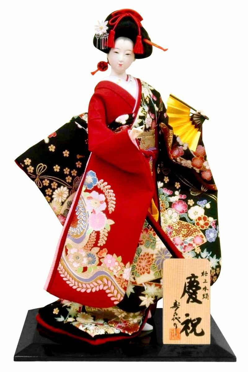 日本人形 尾山人形 人形単品 寿喜代作 極上本頭 慶祝 友禅 片袖金彩 8