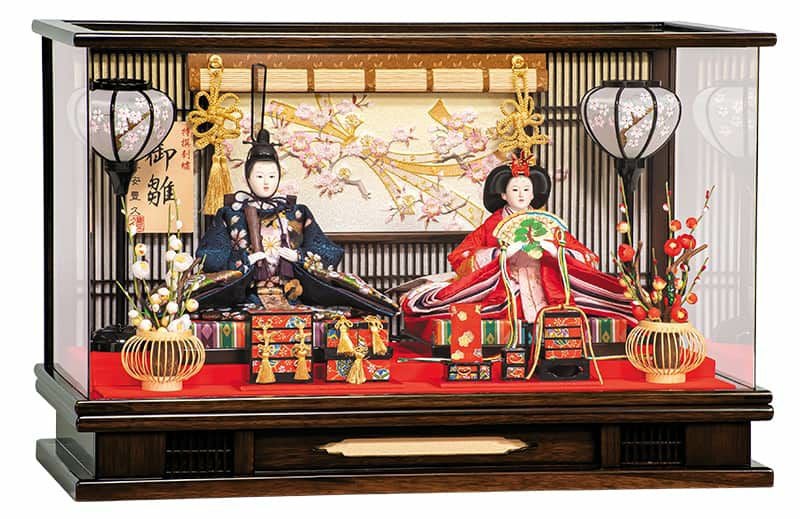 雛人形 平安豊久 ひな人形 ケース飾り 親王飾り 大宮 刺繍 小三五親王