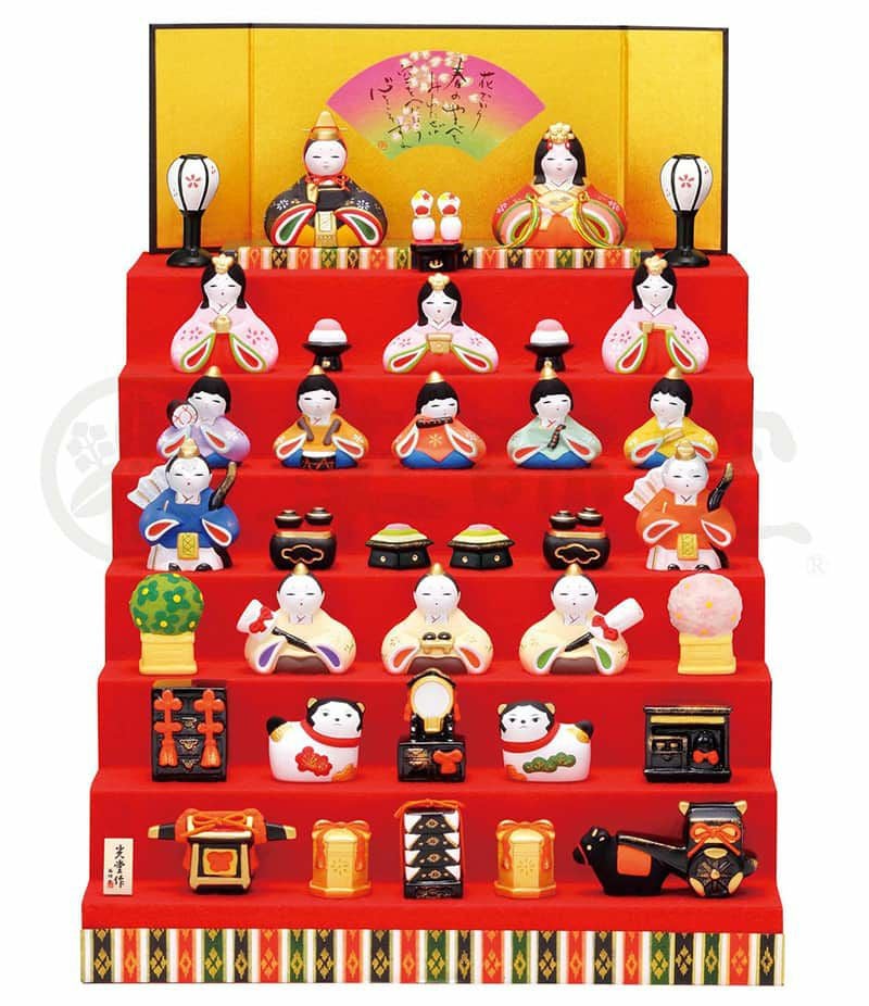 雛人形 コンパクト ひな人形 雛 七段飾り 十五人飾り 薬師窯 陶人形 錦