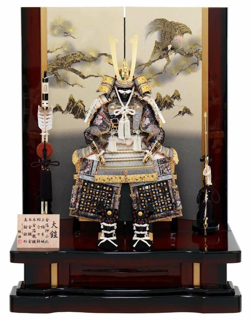 【本格朱威鎧飾り】高さ約70cm 黒塗台座付 金具装飾 豪華五月人形 端午の節句 h255-k-29023_89.jpg
