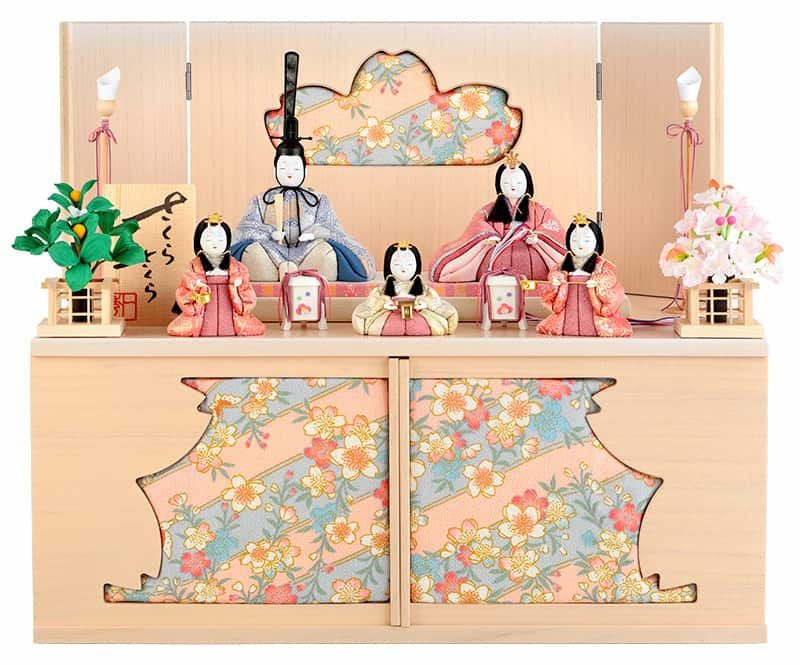 雛人形セット 東京久月 桜香雛 一秀作 さくら刺繍 収納飾り コンパクト 木製 雛人形 コンパクト 一秀 ひな人形 木目込人形飾り 収納飾り 親王飾り