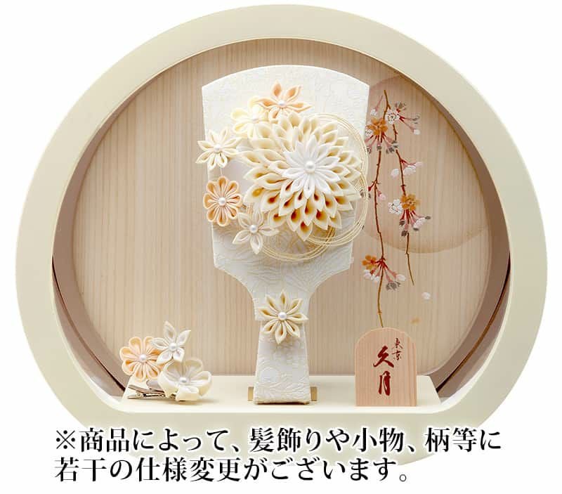 羽子板 久月 ケース飾り 円形舞華 つまみ細工 モカ 7号 円形アクリル