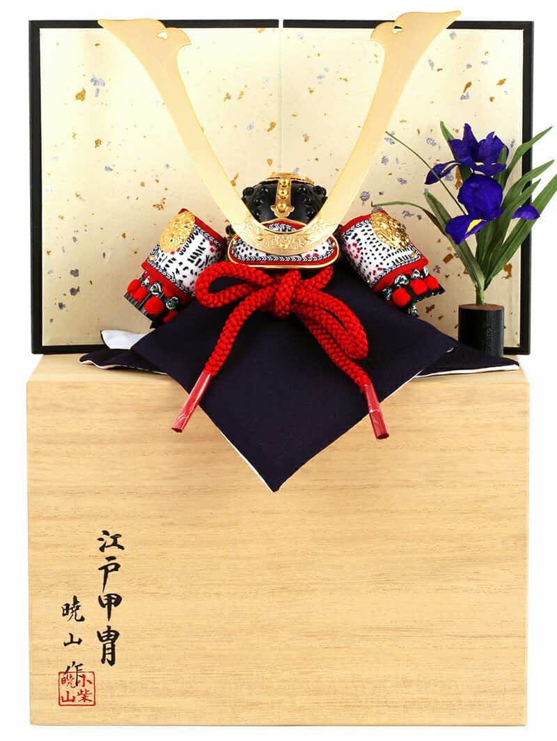 五月人形 兜平飾り 兜飾り 暁山作 江戸甲冑 豆兜 8号 長鍬形 桐箱平